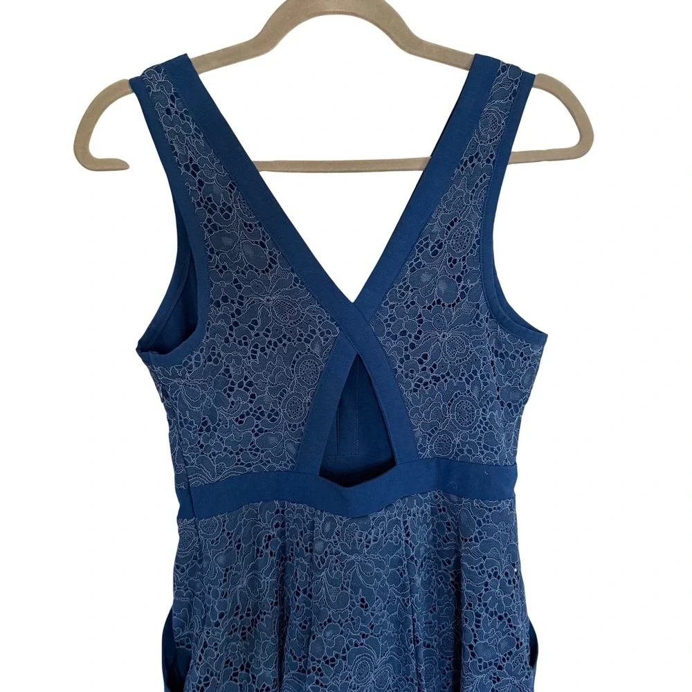 Free People Blue Lace Mini‎ Dress Open Back Size XS Romantic Wedding Guest